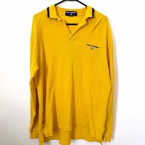 Polo Sport Ralph Lauren Yellow Waffle Knit USA 100% Cotton